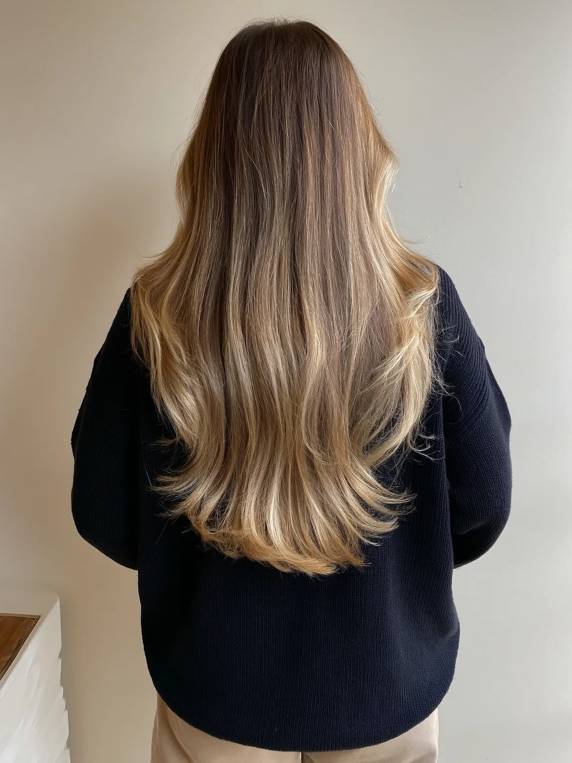 sandy blonde balayage long layers